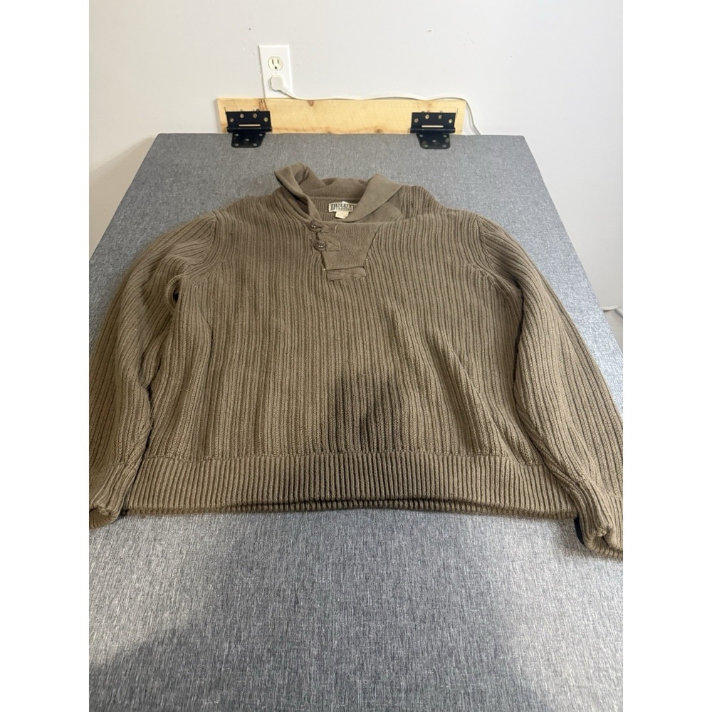 Duluth Trading Co Men's Infantry Ribbed Knit Sweater Brown Straight Hem Sz 2XL